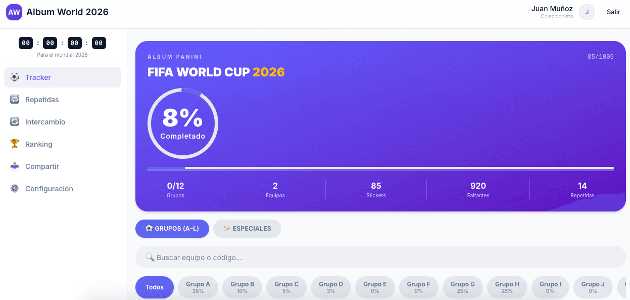 Album World Cup — Sticker Tracker