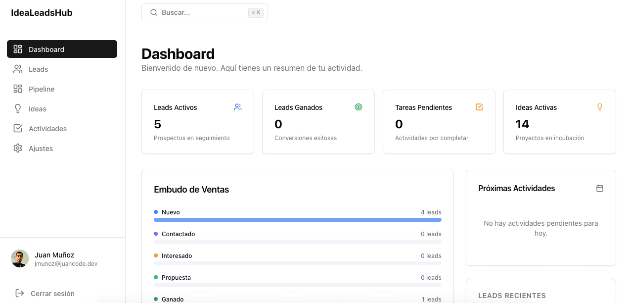 Idea Leads Hub — Commercial CRM